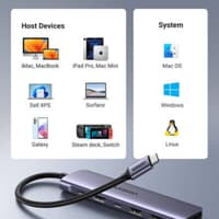 Ugreen - USB-C Hub 7-in-1 with HDMI, SD/TF & PD (CM195 / 15214), gray/black – Bild 4