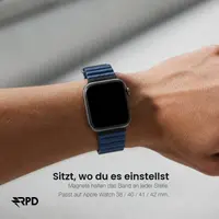 RPD Aurum Lederarmband Magnet Premium für Apple Watch 38/40/41/42mm - Mitternachtsblau – Bild 4