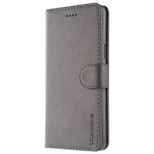 Samsung S9 Plus - LC.IMEEKE Wallet Etui mit 3 Kartenfächern & Magnetverschluss, Grau