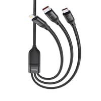 HOCO 3-in-1 Ultra 6A fast charging data cable for lightning+Micro+Type-C, noir (U104) – Bild 1