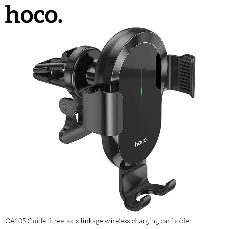 Hoco CA105 Guide three-axis linkage wireless charging car holder, black – 3