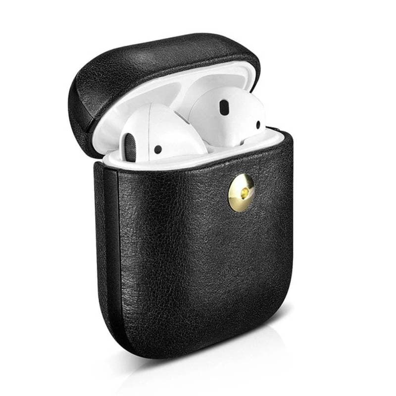 AirPods 1/2 Case - iCarer Genuine Crazy Horse Leather Black (IAP041-BK) – 2