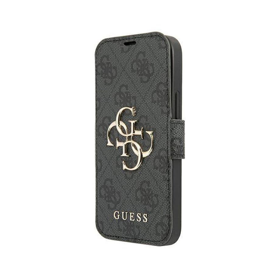 iPhone 13 Pro - Guess Book Case Metal Logo Grey GUBKP13L4GMGGR