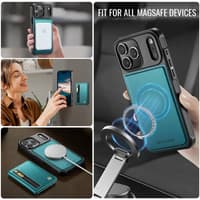 iPhone 17 Pro - Jeehood Magsafe Case, magnetic wallet and stand function, zipper, green – Bild 6