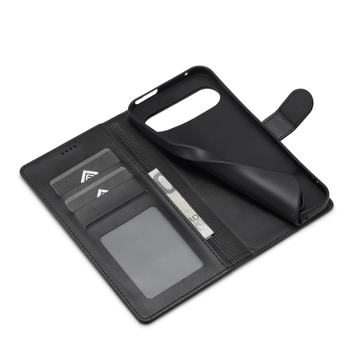 Google Pixel 9 / 9 Pro - Etui portefeuille LC.IMEEKE avec 3 emplacements pour cartes & fermeture magnétique, Noir – 4