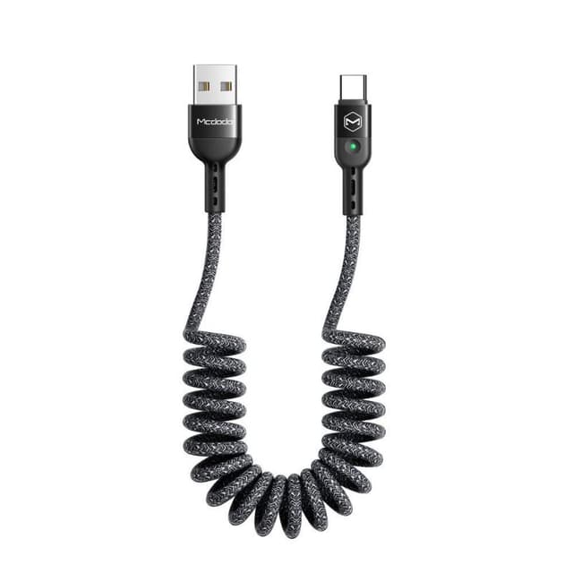 McDodo - USB-A to USB-C spiral cable 1.8m, Black