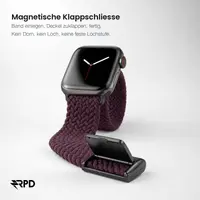 RPD Magnos Magnet Armband Nylon Geflochten für Apple Watch 38/40/41/42mm - Tiefkirsch – Bild 3