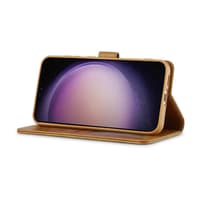 Samsung Galaxy A57 - Etui portefeuille LC.IMEEKE avec 3 emplacements pour cartes & fermeture magnétique, marron clair/orange – Bild 3