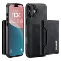 iPhone 16 - DG.MING Etui, Leder-Optik, Kartenfach & Magnetverschluss, Schwarz – Bild 2