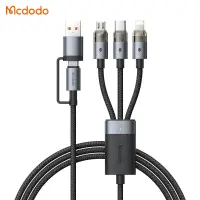 McDodo - 6-in-1 Transparent Cable, USB-A + USB-C to USB-C + Lightning + Micro-USB, 1.2m, Schwarz – Bild 4