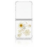 Samsung Galaxy Z Flip 7 - Cover con fiori veri e accenti dorati, bianco – Bild 1