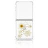 Samsung Galaxy Z Flip 7 - Cover con fiori veri e accenti dorati, bianco