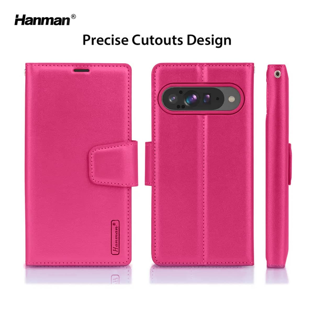 Google Pixel 10 / 10 Pro - Hanman Mill Flip Case mit 3 Kartenfächern, Pink – 2