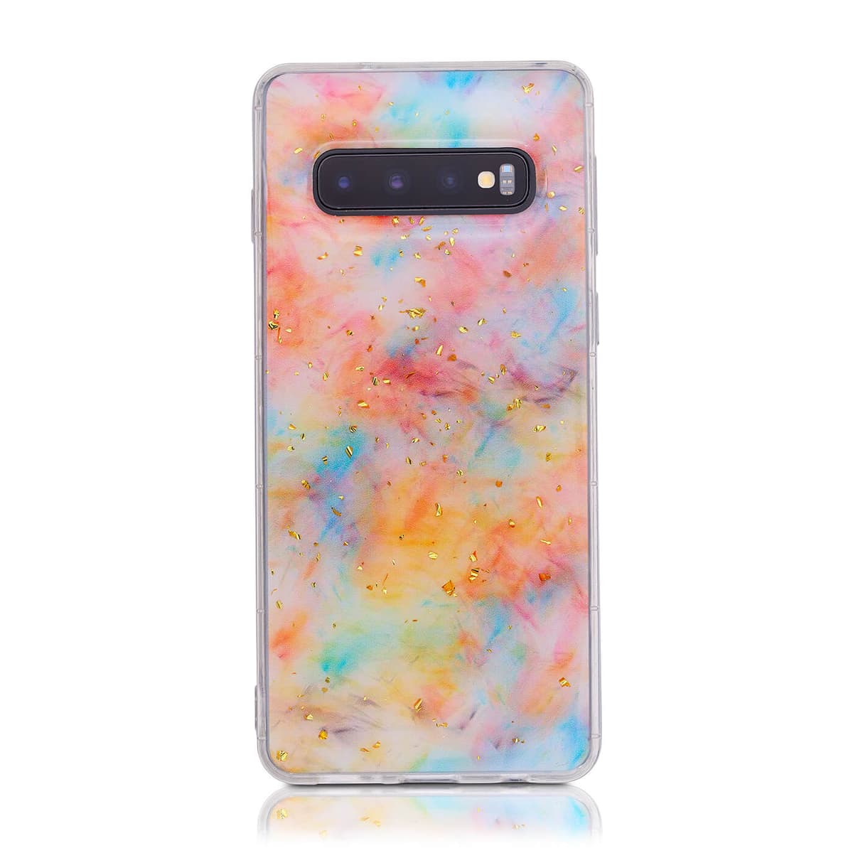 Samsung S10 Rainbow Clouds & Gold flakes