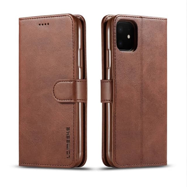 iPhone 11 Pro - LC.IMEEKE Wallet Etui mit 3 Kartenfächern & Magnetverschluss, Braun