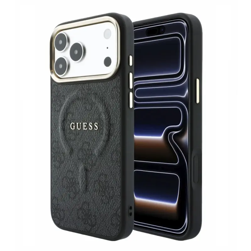 iPhone 18 Pro Max / 17 Pro Max – Guess Hülle aus PU-Leder mit MagSafe, Schwarz GUHMP18XP4MSEGCK