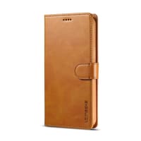 iPhone 15 - LC.IMEEKE Custodia a portafoglio con 3 scomparti per carte e chiusura magnetica, marrone chiaro/arancione – Bild 2