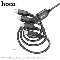 Hoco X76 4-in-1 Super charging cable(iP+iP+Type-C+Micro), schwarz – Bild 1