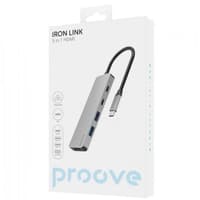 Proove - Câble HDMI Iron Link 5-en-1 (2 ports USB-A, 2 ports USB-C, HDMI 3840 x 2160 à 60 Hz) - Argent – Bild 2