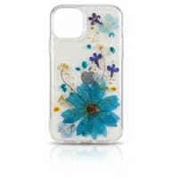 iPhone 15 Pro - Case with real flowers and silver accents, blue – Bild 1
