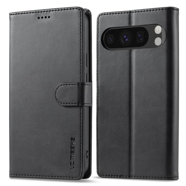 Google Pixel 8 - LC.IMEEKE Wallet Etui mit 3 Kartenfächern & Magnetverschluss, Schwarz