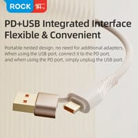 Rock - Transparency Series - Câble de charge 3 en 2 type A+C vers M+L+C, 100W 1.5m, Blanc – Bild 7