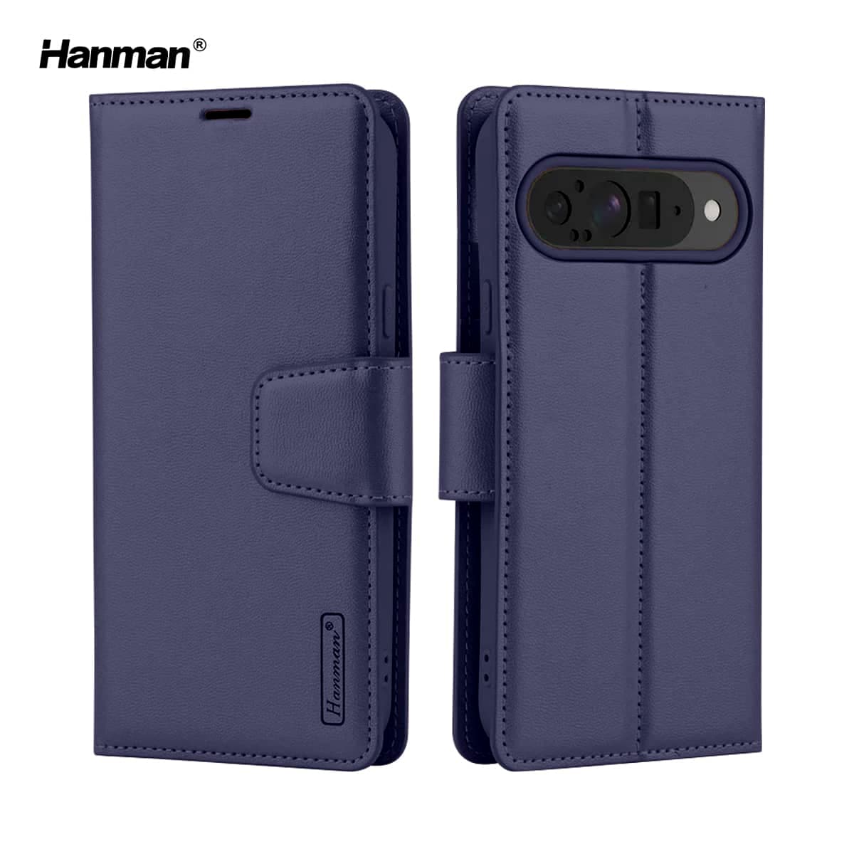 Google Pixel 10 Pro XL - Hanman Mill Flip Case mit 3 Kartenfächern, blau