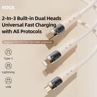 Rock - Transparency Series - 3-in-2 charging cable U+C to M+L+C, 100W 1.5m, black – Bild 3