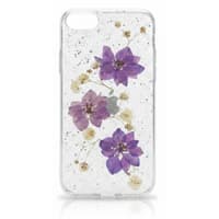iPhone 6 / 7 / 8 - Case with real flowers and gold accents, purple – Bild 1