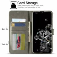 Samsung S10 Plus - LC.IMEEKE Wallet Etui mit 3 Kartenfächern & Magnetverschluss, Grau – Bild 4