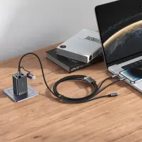 McDodo - 6-in-1 Transparent Cable, USB-A + USB-C to USB-C + Lightning + Micro-USB, 1.2m, Schwarz – Bild 2