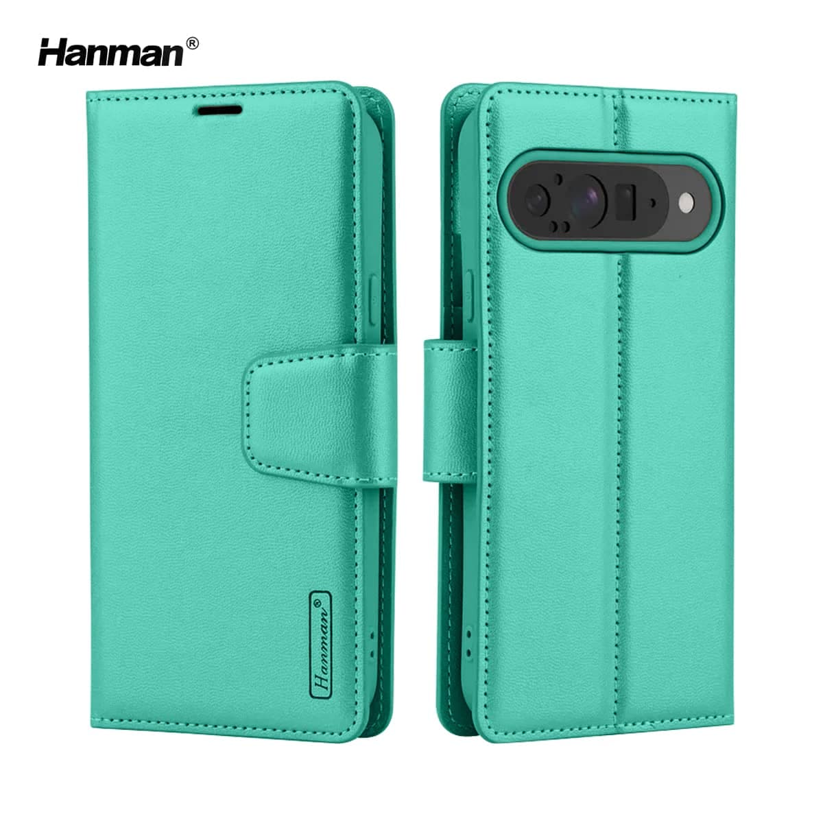 Google Pixel 10 / 10 Pro - Hanman Mill Flip Case mit 3 Kartenfächern, Türkis