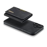 iPhone 13 Mini - DG.MING Etui, Leder-Optik, Kartenfach & Magnetverschluss, Schwarz – Bild 5