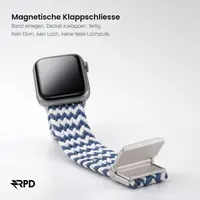 RPD Magnos Cinturino Magnetico Nylon per Apple Watch 44/45/46/49mm - Motivo W Blu/Bianco – Bild 3