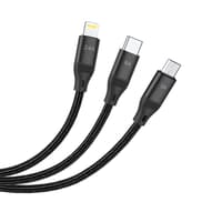 HOCO 3-in-1 Ultra 6A fast charging data cable for lightning+Micro+Type-C, noir (U104) – Bild 2