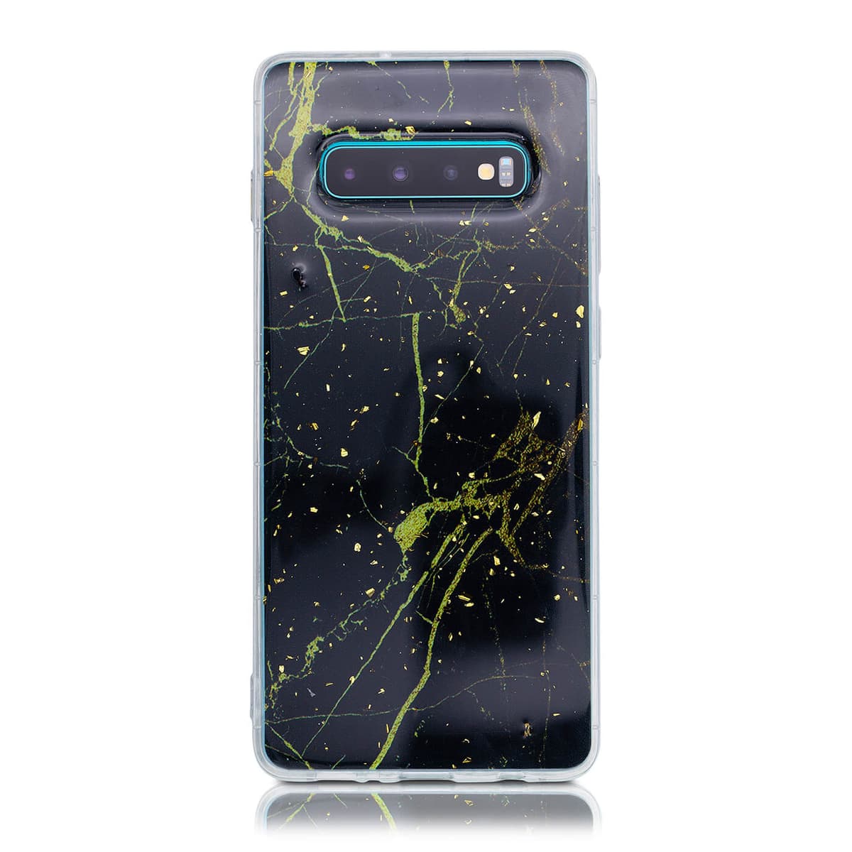 Samsung S10+ Black Marmor & Gold flakes