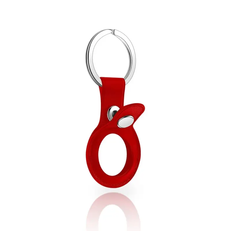 AirTag Schlüsselanhänger - RPD Echtleder-Schlaufe mit Druckknopf, Rot