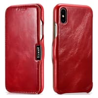 iCarer - iPhone Xs Max - Flipcase in vera pelle Serie Vintage ad apertura laterale, rosso (RI904-RD) – Bild 3