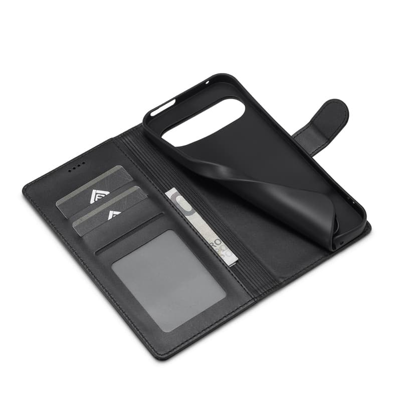 Google Pixel 10 Pro XL - LC.IMEEKE Wallet Etui mit 3 Kartenfächern & Magnetverschluss, schwarz – 4