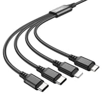 Hoco X76 4-in-1 Super Charging Cable - Hoco USB-C auf USB-C, Lightning & Micro, Rot/Schwarz/Blau, Aluminium/Nylon – Bild 3