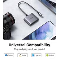 Ugreen – USB-C SD Kartenleser 3-in-1 (CM387 / 80798), grau/schwarz – Bild 6