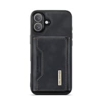 iPhone 16 - DG.MING Etui, Leder-Optik, Kartenfach & Magnetverschluss, Schwarz – Bild 7