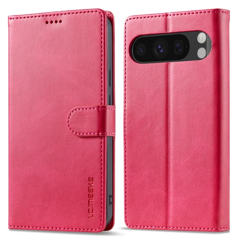 Google Pixel 9A- LC.IMEEKE Custodia a portafoglio con 3 slot per carte e chiusura magnetica, rosa