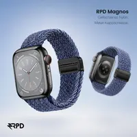 RPD Magnos Magnet Armband Nylon Geflochten für Apple Watch 38/40/41/42mm - Blau/Weiss gestreift – Bild 5