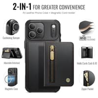 iPhone 17 Pro Max - Jeehood Magsafe, magnetic wallet, stand function, zipper, black – Bild 2