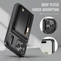 iPhone 17 Pro Max - Jeehood Magsafe, magnetic wallet, stand function, zipper, black – Bild 9