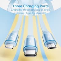 Rock L10 Honeycomb 3in1 data cable - Micro-USB, USB-C, Lightning, Purple – Bild 5