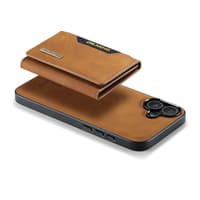 iPhone 11 - Custodia posteriore DC.MING, look pelle, slot per carte e chiusura magnetica, cover protettiva, marrone cammello – Bild 5
