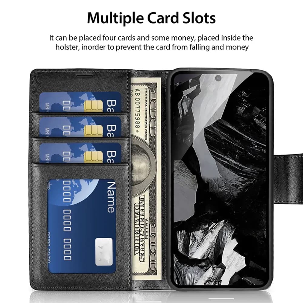 Google Pixel 10 Pro XL - Hanman Mill Flip Case mit 3 Kartenfächern, schwarz – 3