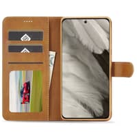 Google Pixel 8 Pro - LC.IMEEKE Wallet Etui mit 3 Kartenfächern & Magnetverschluss,Hellbraun / Orange – Bild 2